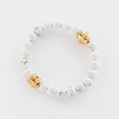 18 Karat Gold Howlite Beaded Code Bracelet