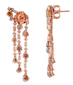 Orecchini Icicle in oro 18 carati con diamanti fantasia da 10,25 carati