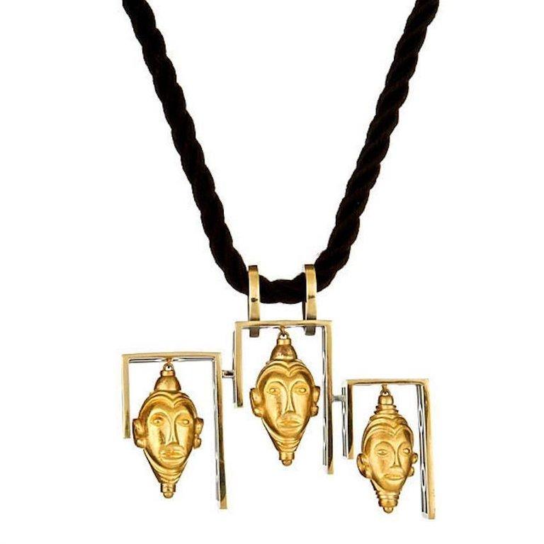 Contemporary 18k Gold IMPERIAL BUDDHA HEAD Necklace by John Landrum Bryant For Sale