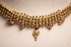 18K Gold Indian Choker Necklace, Mid-1900's