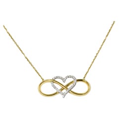 18k Gold Infinity Heart Necklace Diamond Heart Necklace Valentine Jewelry