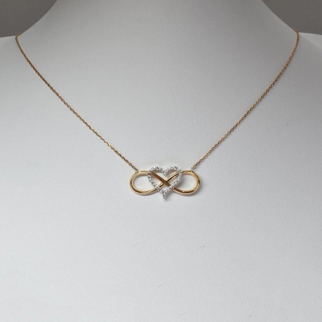 18 Karat Gold Unendlichkeit Herz-Halskette Diamant-Herz-Halskette Valentine Jewelry (Moderne) im Angebot