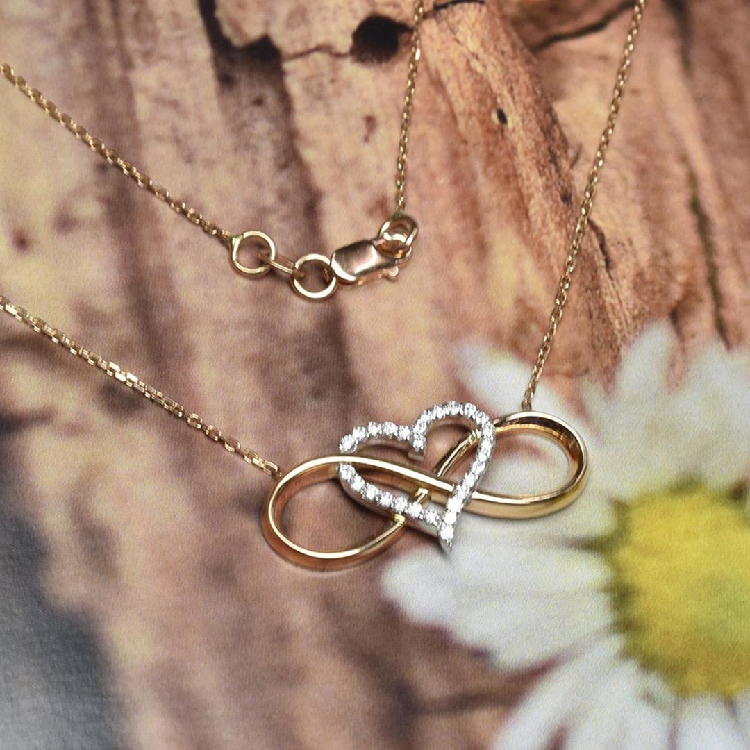 18 Karat Gold Unendlichkeit Herz-Halskette Diamant-Herz-Halskette Valentine Jewelry im Angebot 3