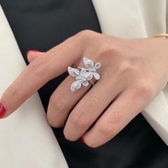 18k Gold Inlaid Diamonds Women's Rings 0.76 CT