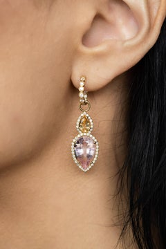 18K Gold Inside Out Huggies with "Carol" Removable Dangles by Erica Courtney