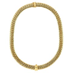 18K Gold Integral Collar, Reversible Finish with Central Slide Pendant