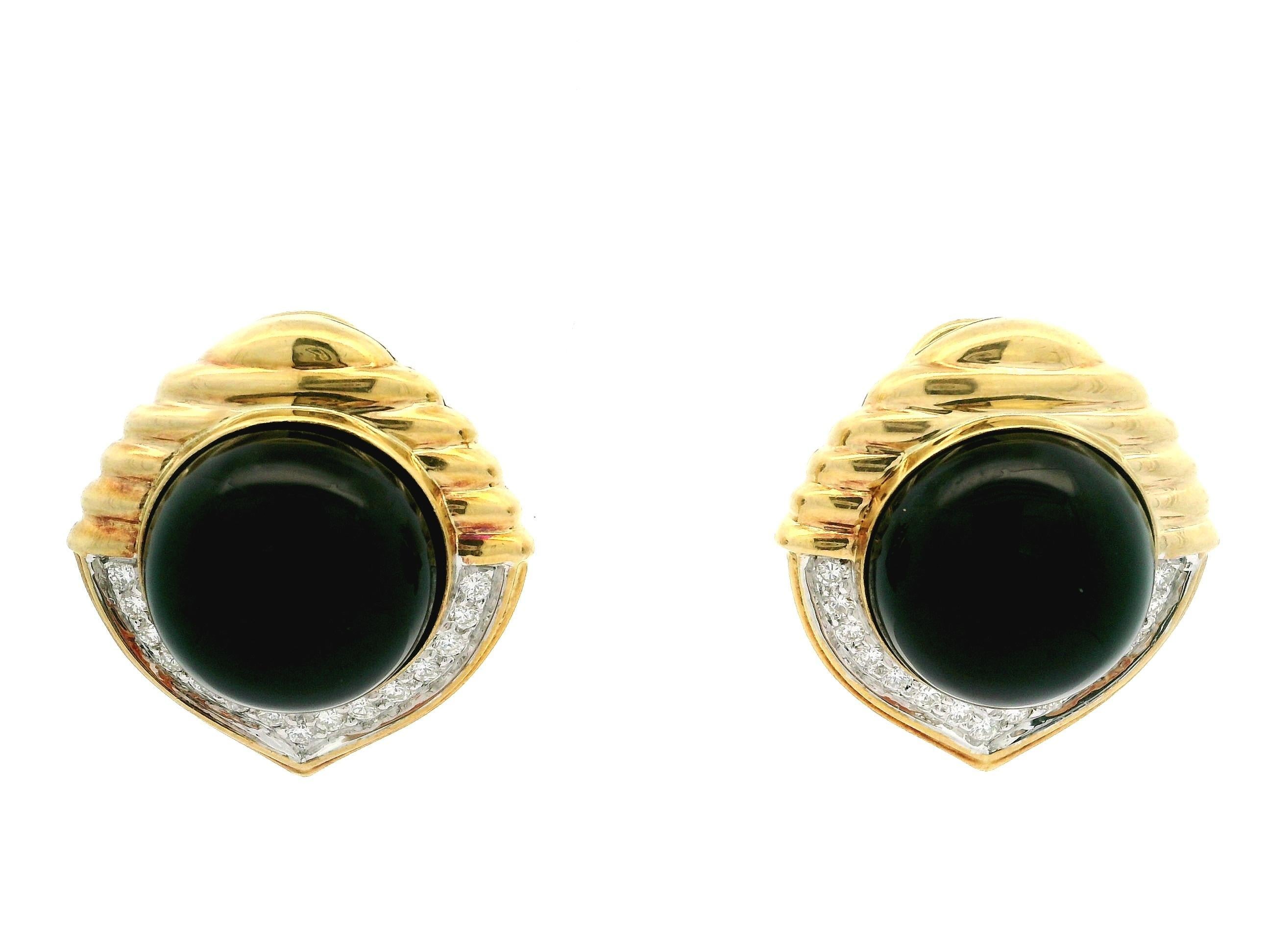 Boucles d'oreilles boutons interchangeables en or 18 carats, multi-pierres et diamants, corail, onyx et lapis en vente 5