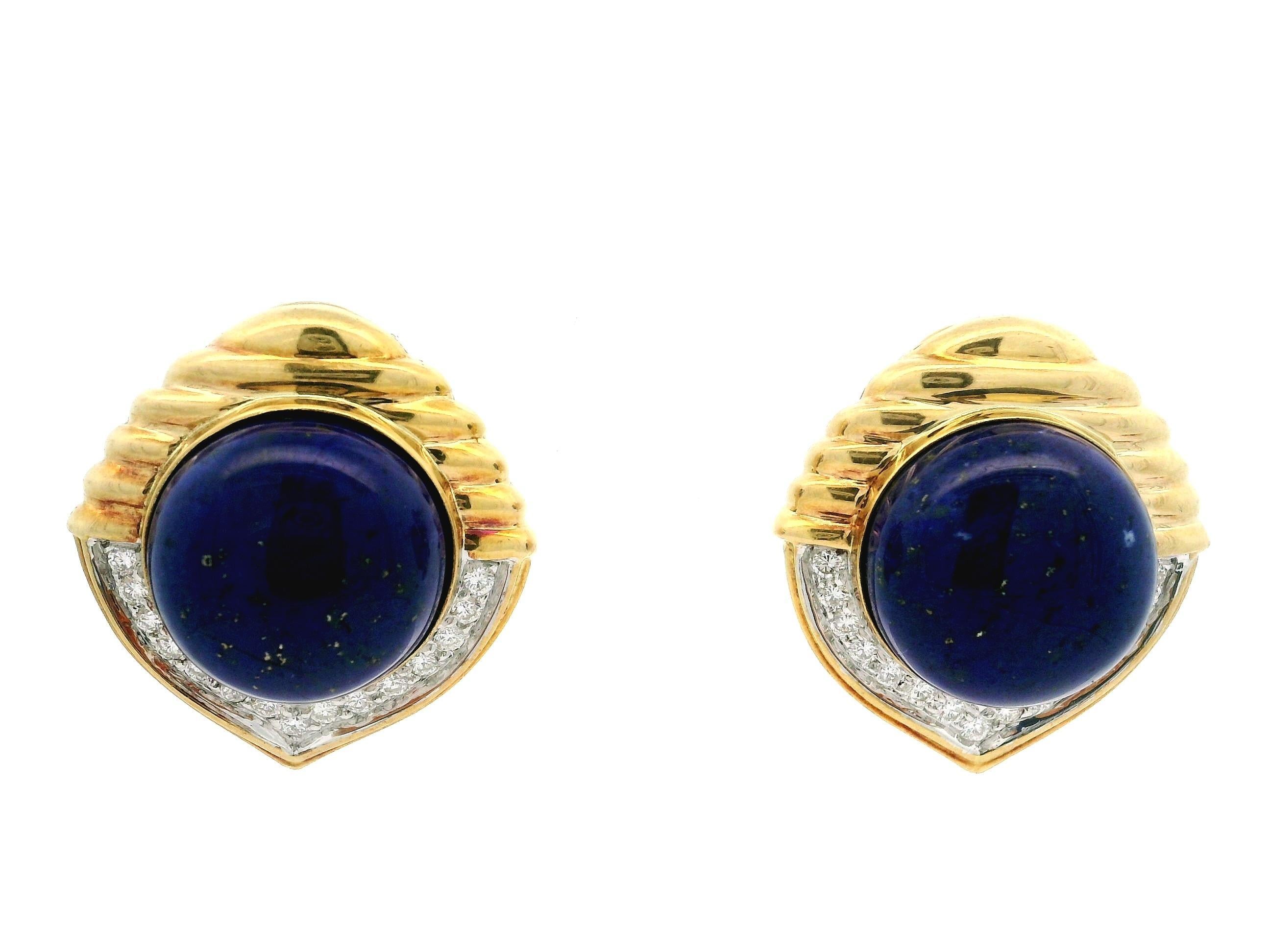 Boucles d'oreilles boutons interchangeables en or 18 carats, multi-pierres et diamants, corail, onyx et lapis en vente 12