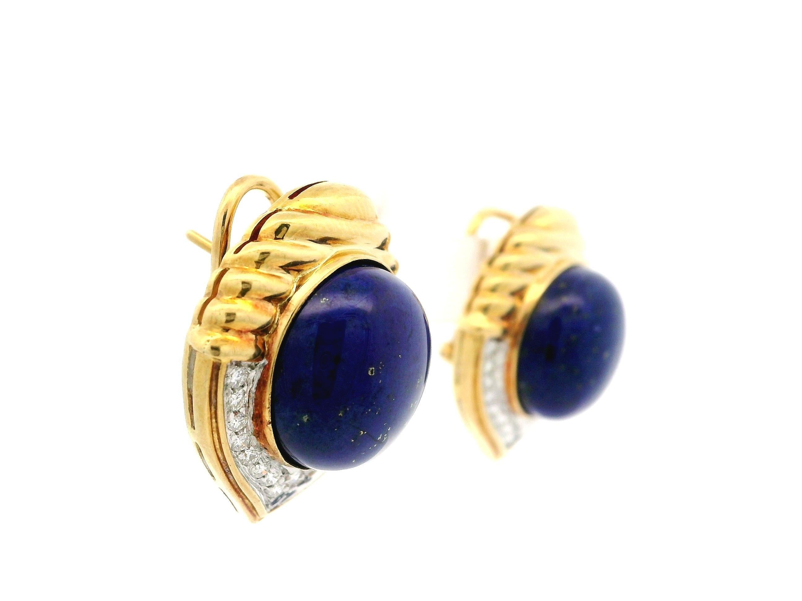 Boucles d'oreilles boutons interchangeables en or 18 carats, multi-pierres et diamants, corail, onyx et lapis en vente 2