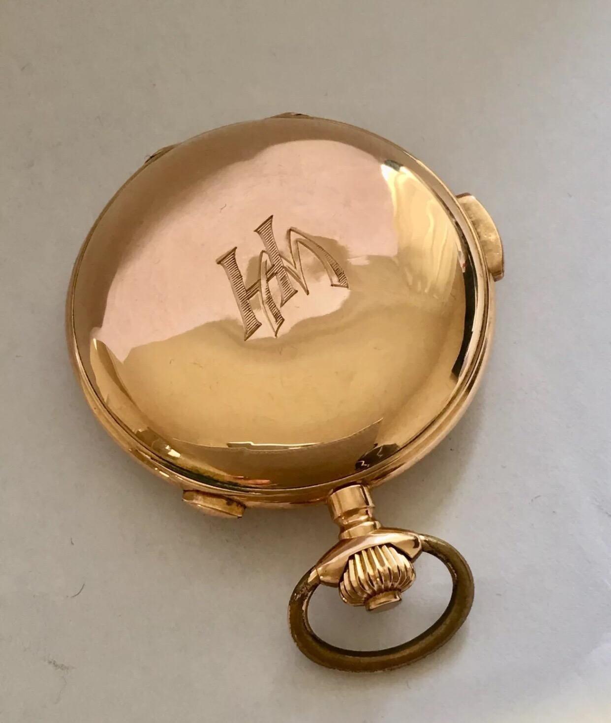 18 Karat Gold Invicta Quarter Repeater Chronograph Full Hunter Pocket Watch 3