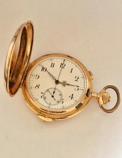 18 Karat Gold Invicta Quarter Repeater Chronograph Full Hunter Pocket Watch