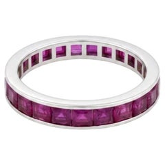 18k Gold Invisible-Set Ruby Eternity Ring 2.50 cts - Vintage