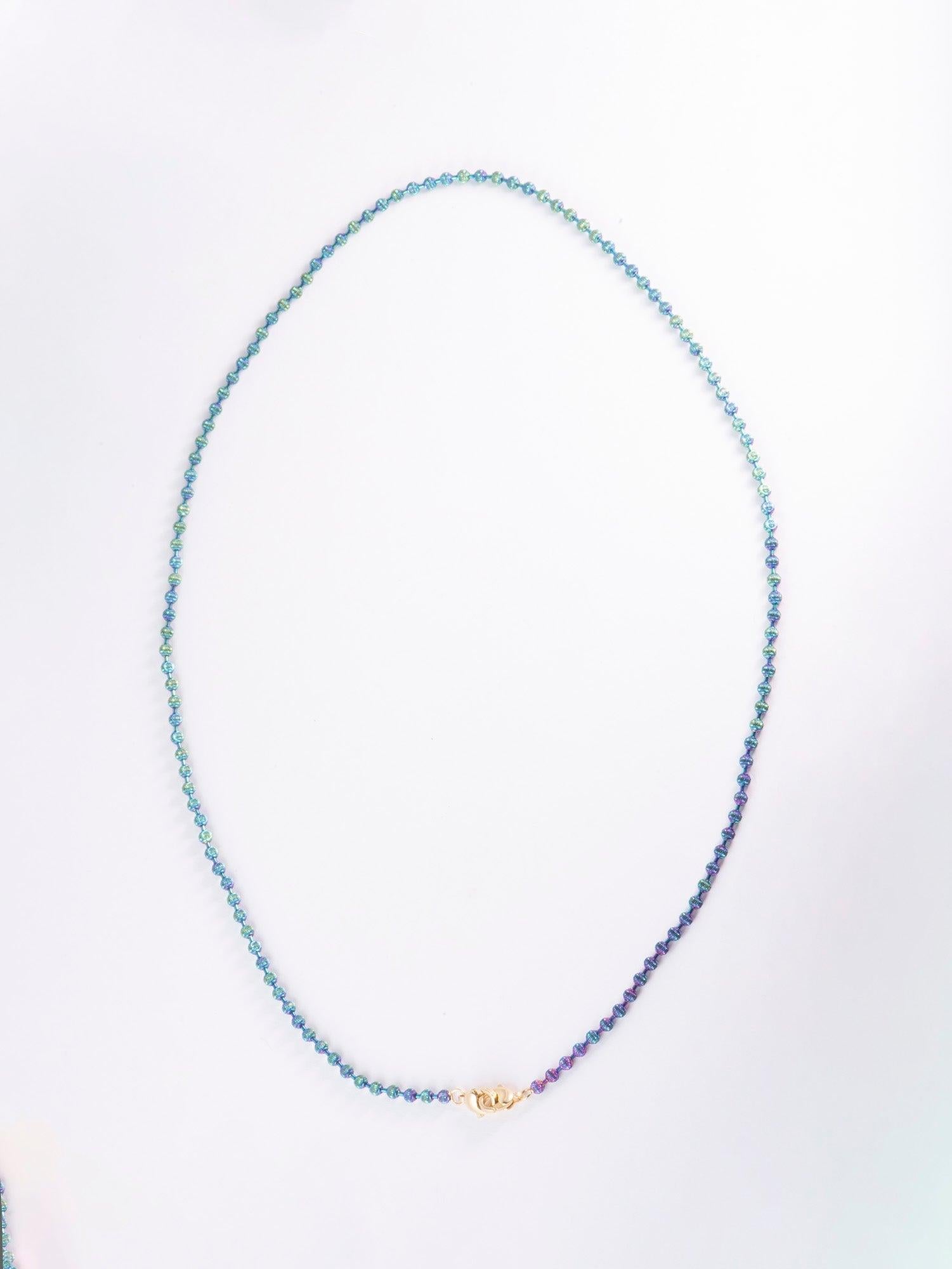 ♥ Collana di perle arcobaleno iridescenti in oro 18K 6g+ 17,5