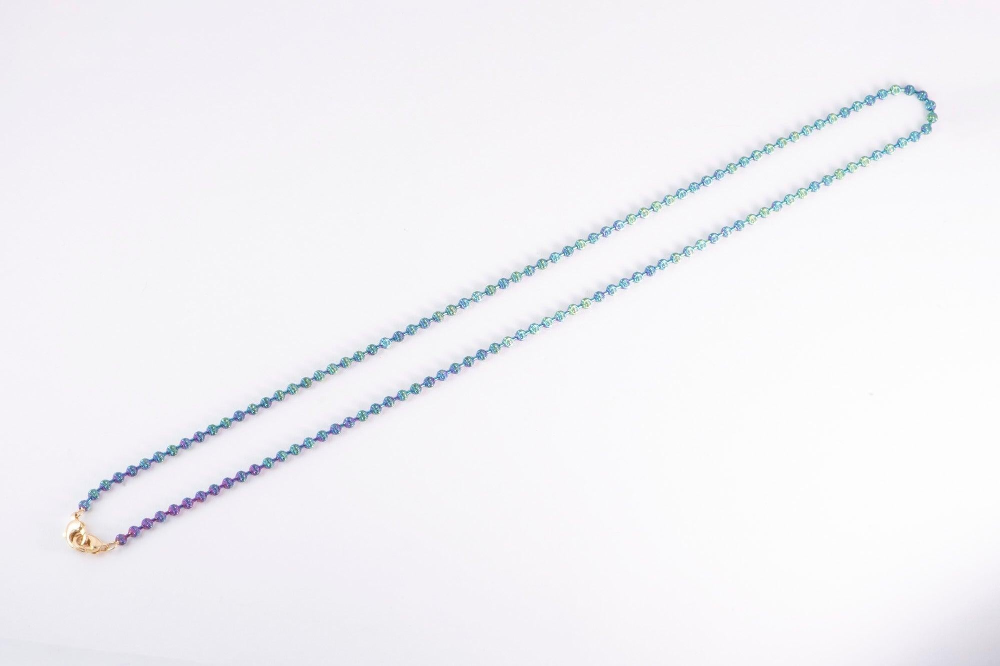 Collana di perle arcobaleno iridescenti in oro 18K 6g+ 17,75