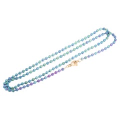 Collana di perle arcobaleno iridescenti in oro 18K 6g+ 17,75" con doppia chiusura R4598