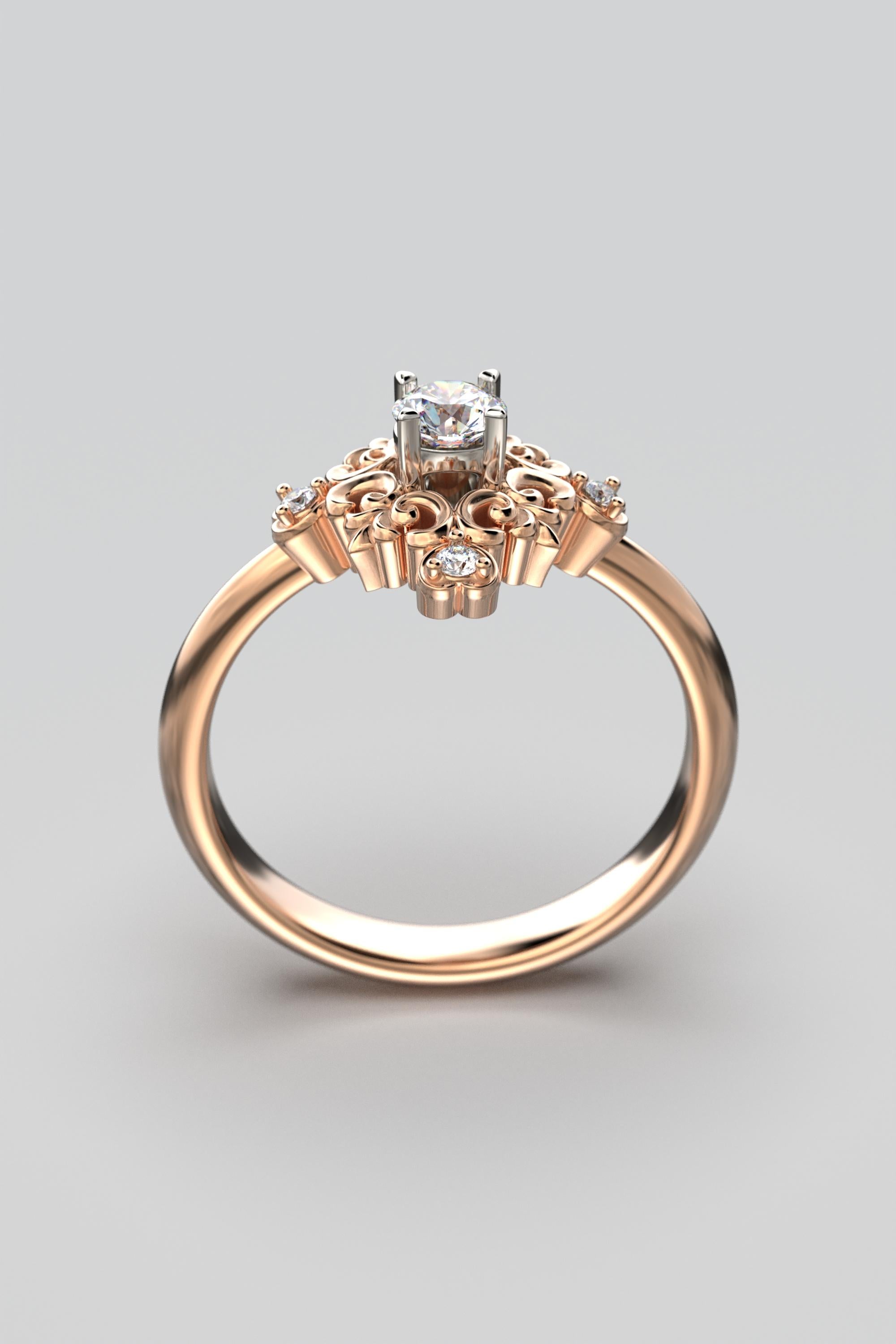 For Sale:  18k Gold Italian Diamond Engagement Ring in Baroque Style by Oltremare Gioielli 9