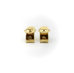 Vintage 18K Gold Italian Huggie Buckle Earrings