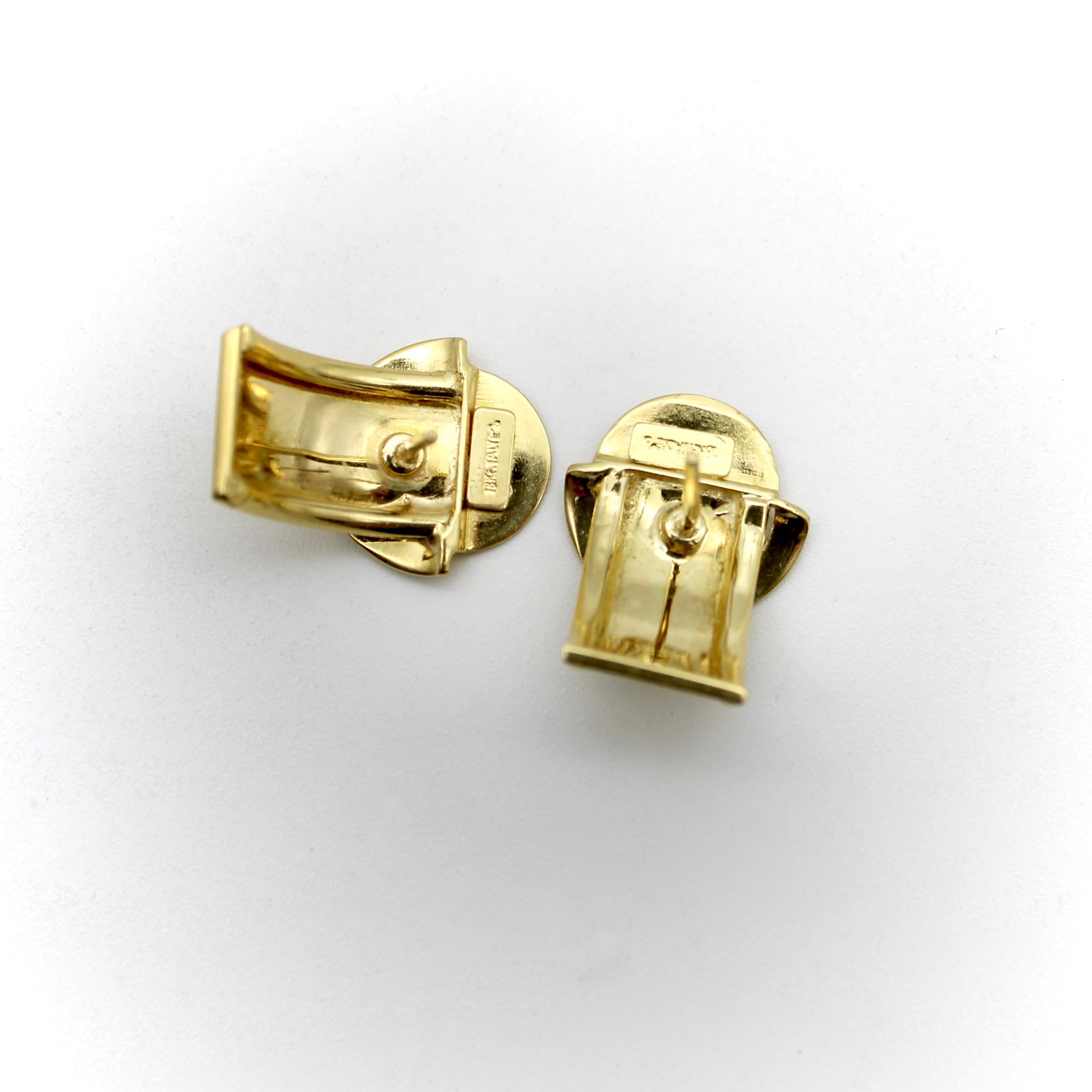 Women's or Men's 18K Gold Italian Huggie Buckle Earrings  For Sale
