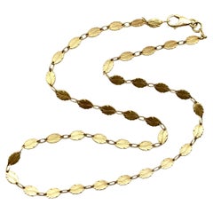 18K Gold Italian Leaf Medallion Necklace