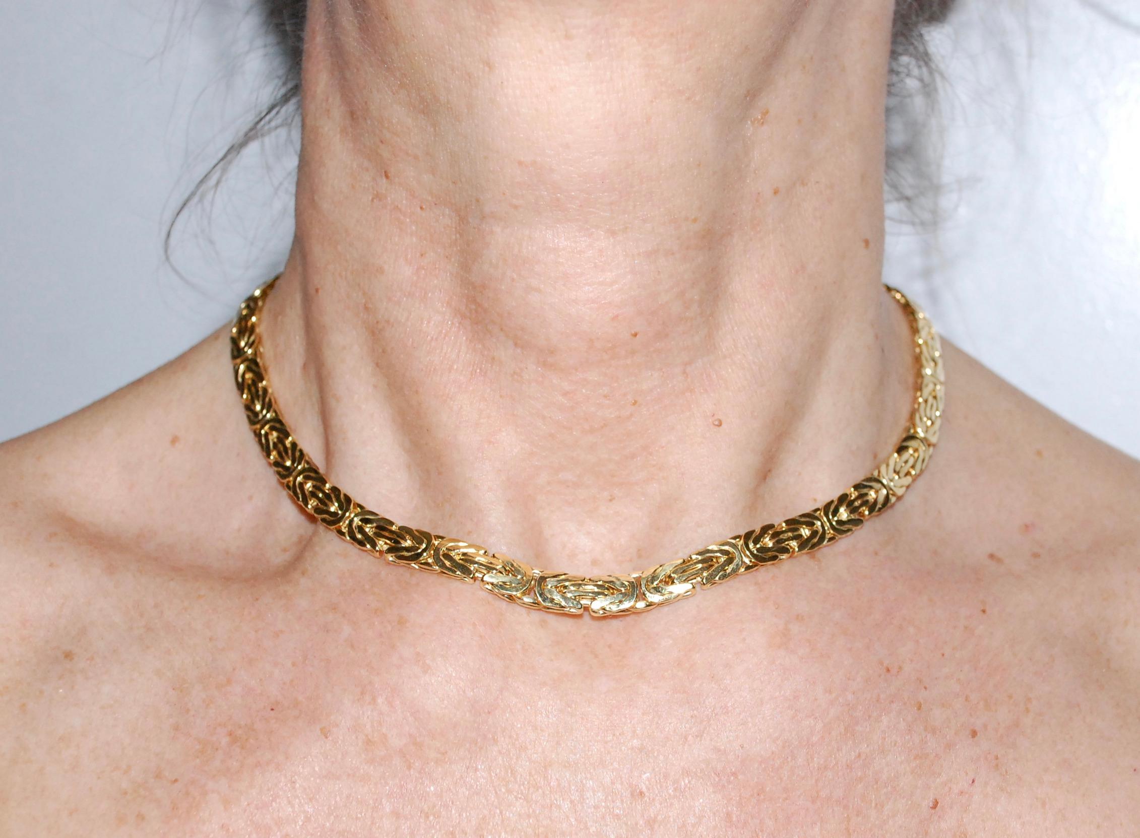 Grueso Collar de Eslabones Estilo Bizantino Milor Italiano 18KG en venta 2