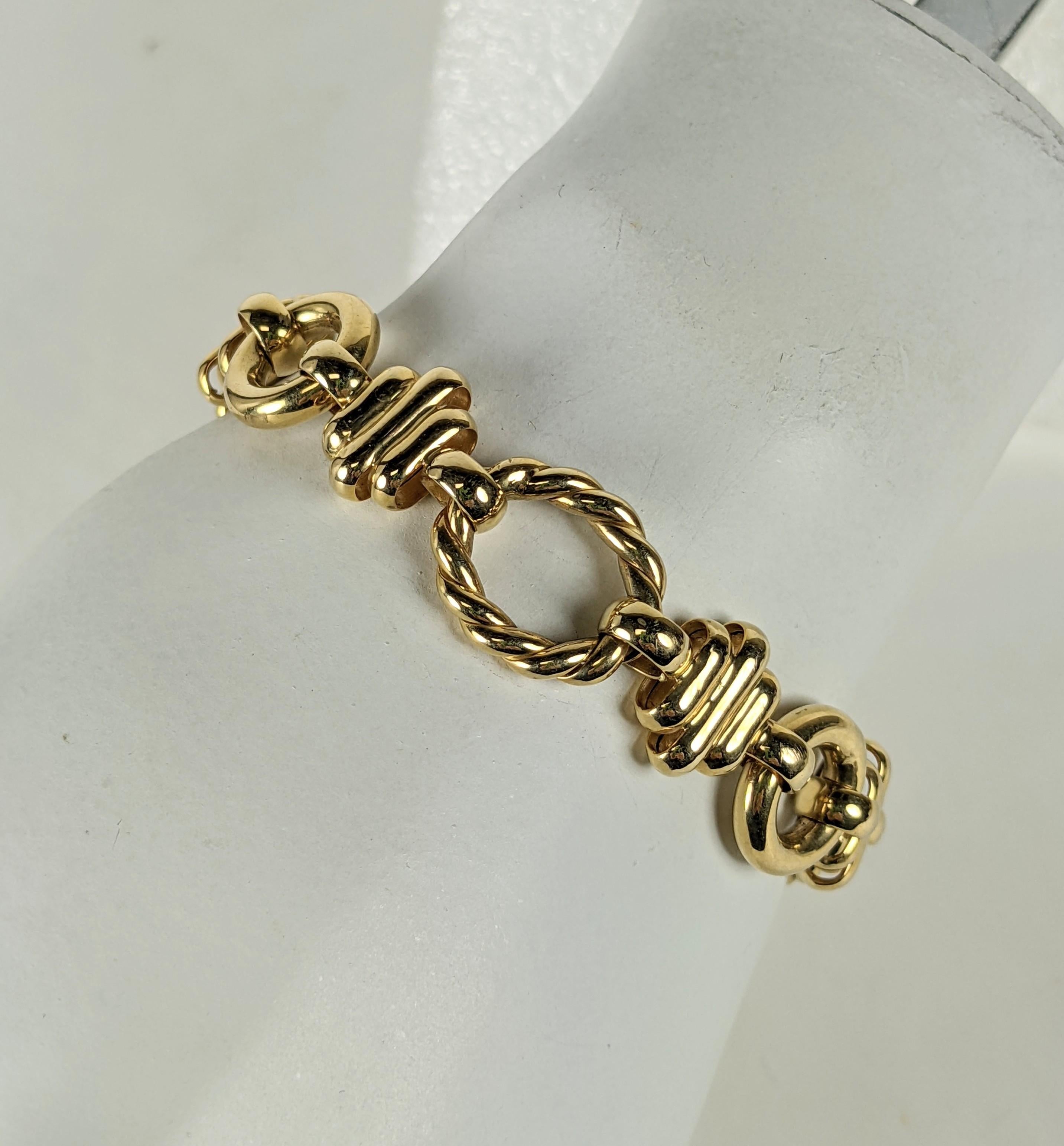 18K Gold Italian Twisted Loop Link Bracelet For Sale 3