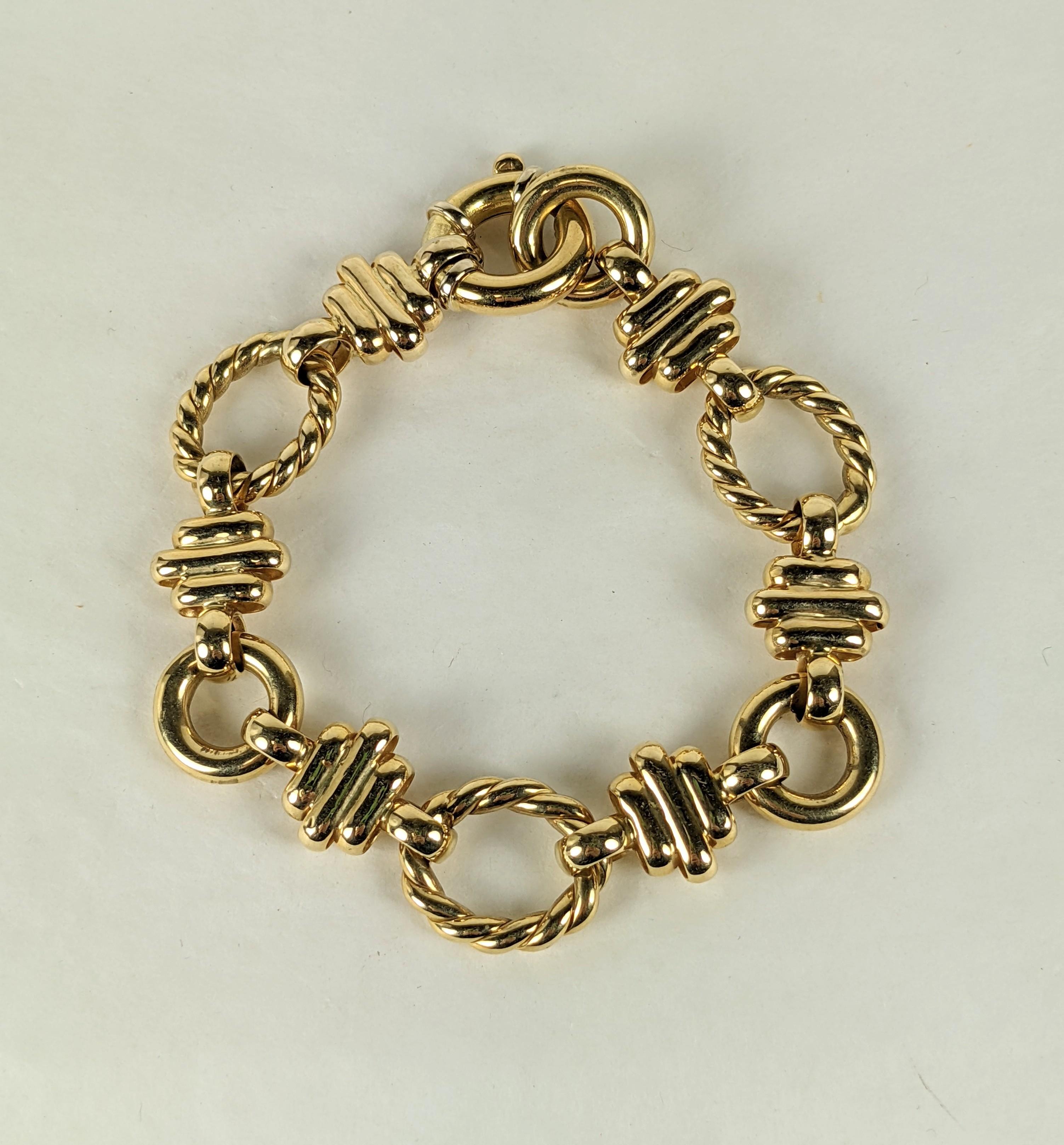Women's or Men's 18K Gold Italian Twisted Loop Link Bracelet For Sale