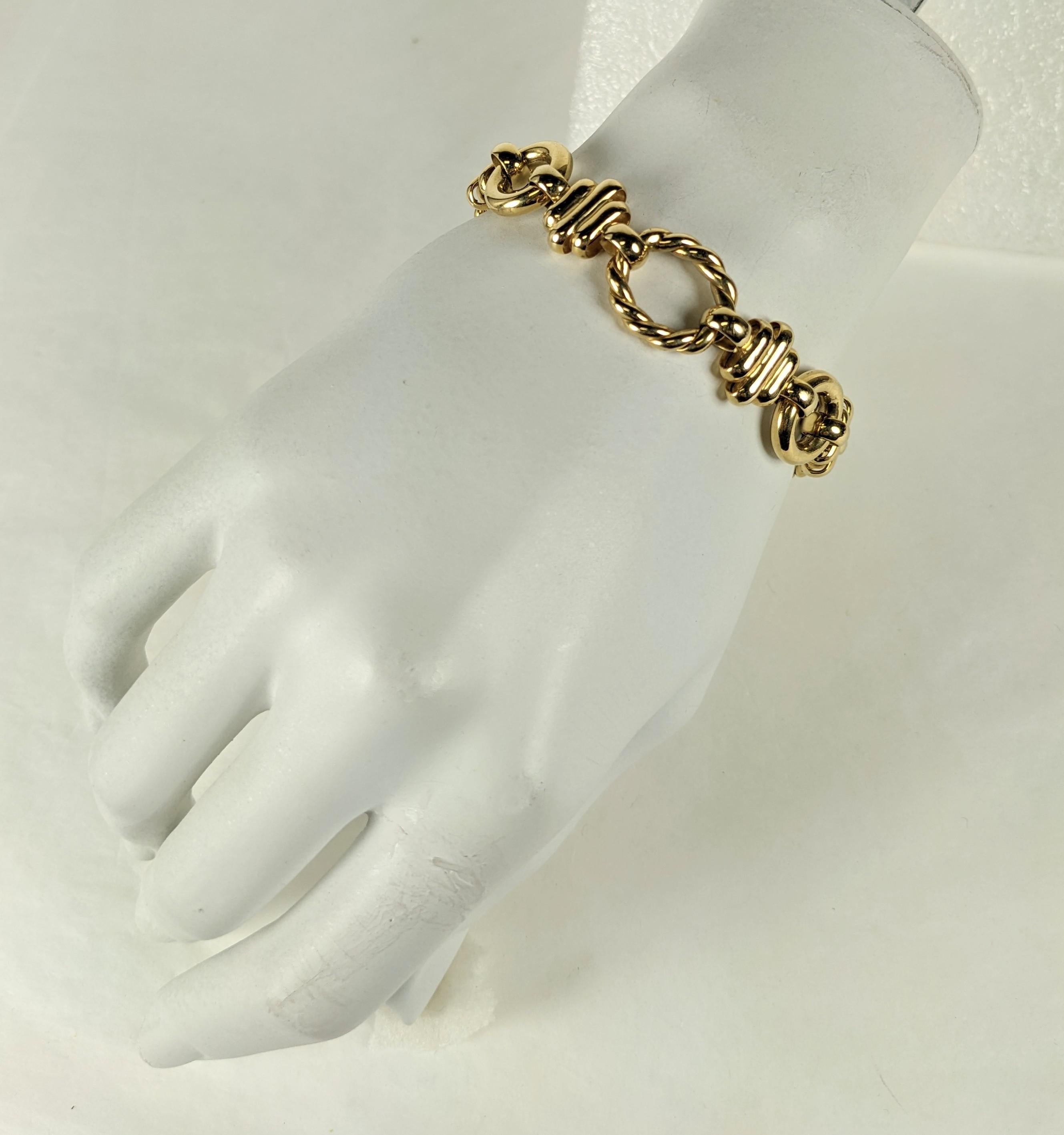 18K Gold Italian Twisted Loop Link Bracelet For Sale 1