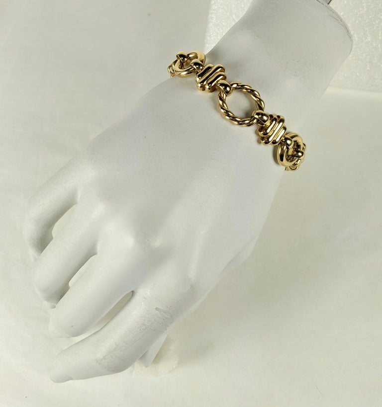 18K Gold Italian Twisted Loop Link Bracelet For Sale at 1stDibs