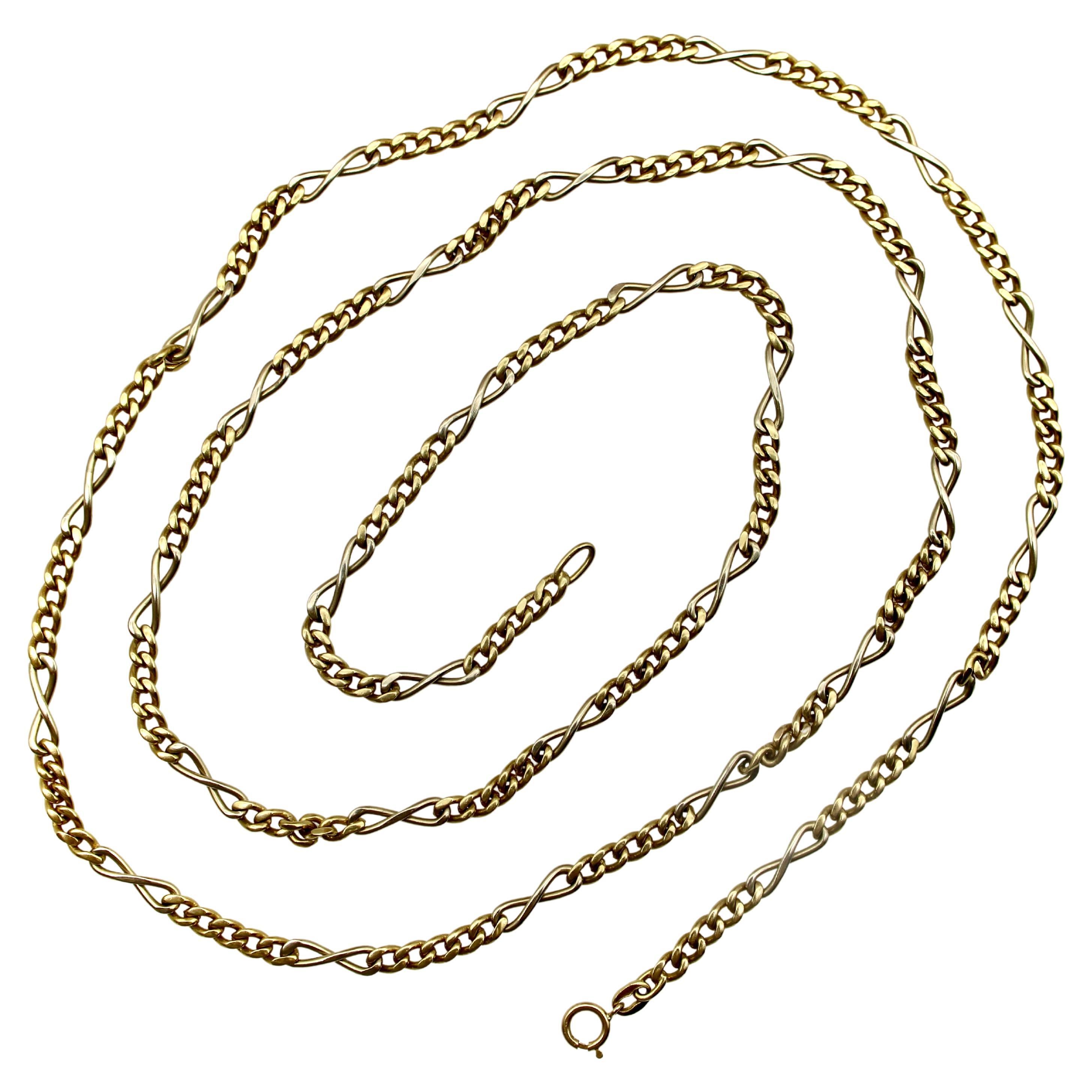 18K Gold Italian Vintage Curb and Infinity Link Chain 