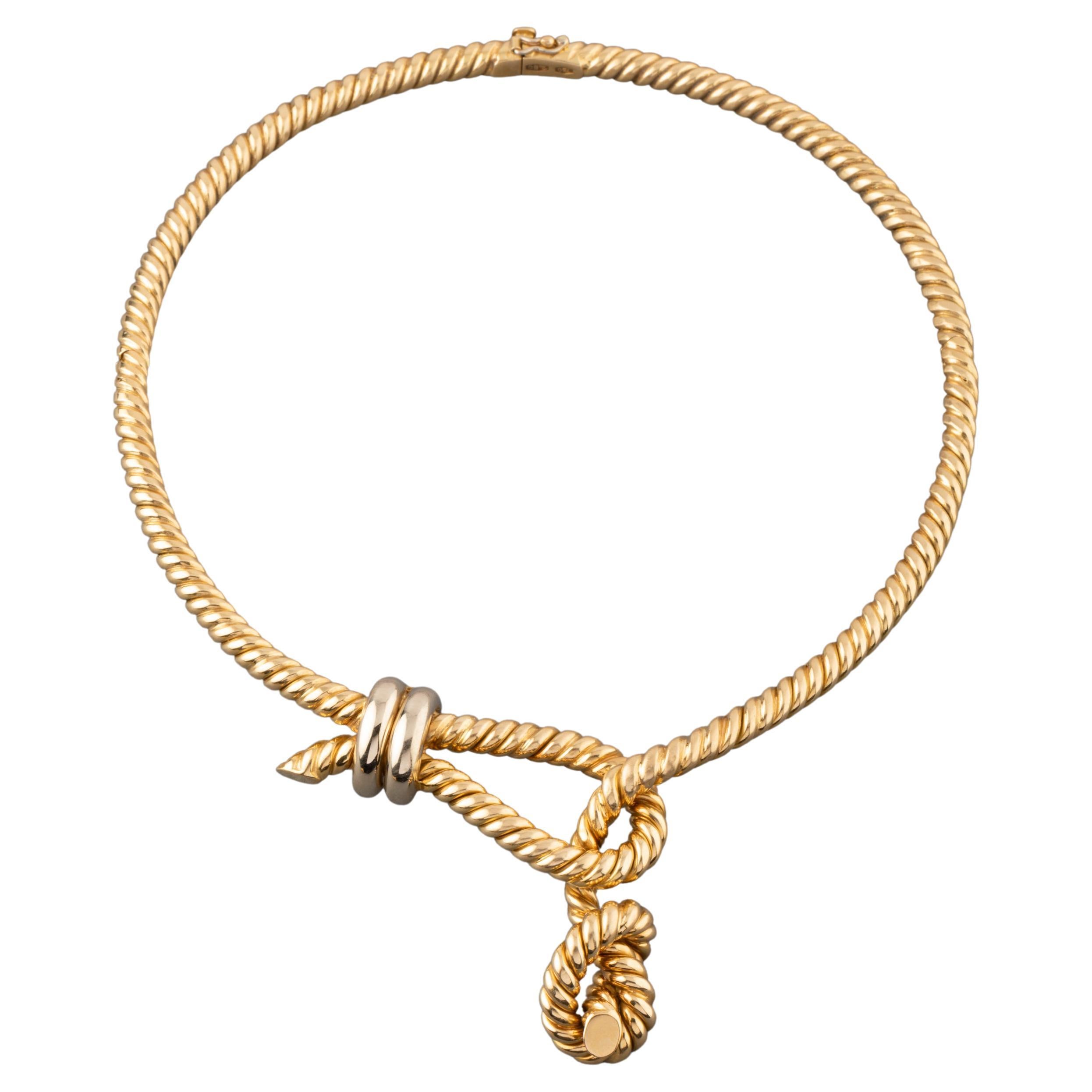 18k Gold Italian Vintage Necklace For Sale