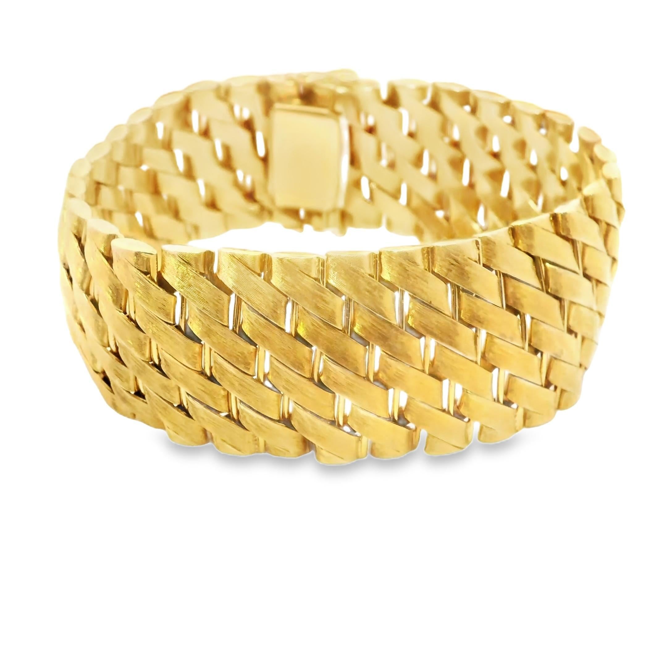 Women's 18K Gold Jacques Feuillebois Woven Wide Bracelet For Sale