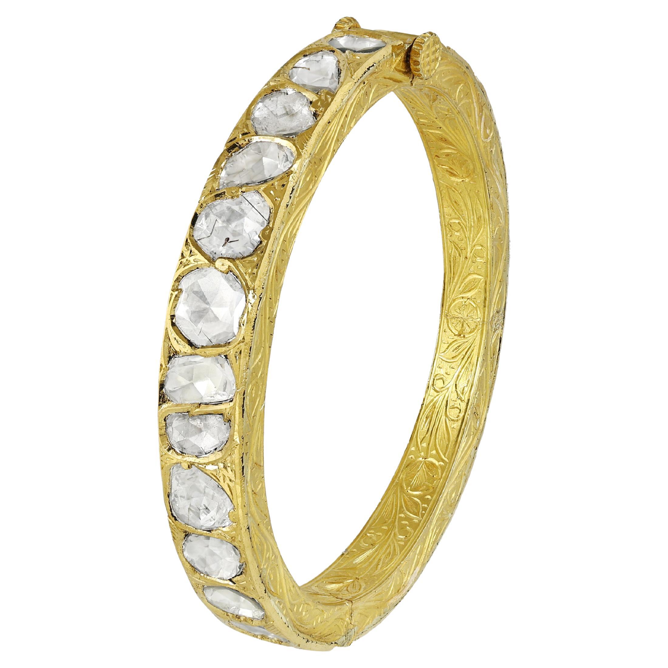 Bracelet en or 18K Jadau diamant polki pour les mariages indiens Bracelets en kundan polki