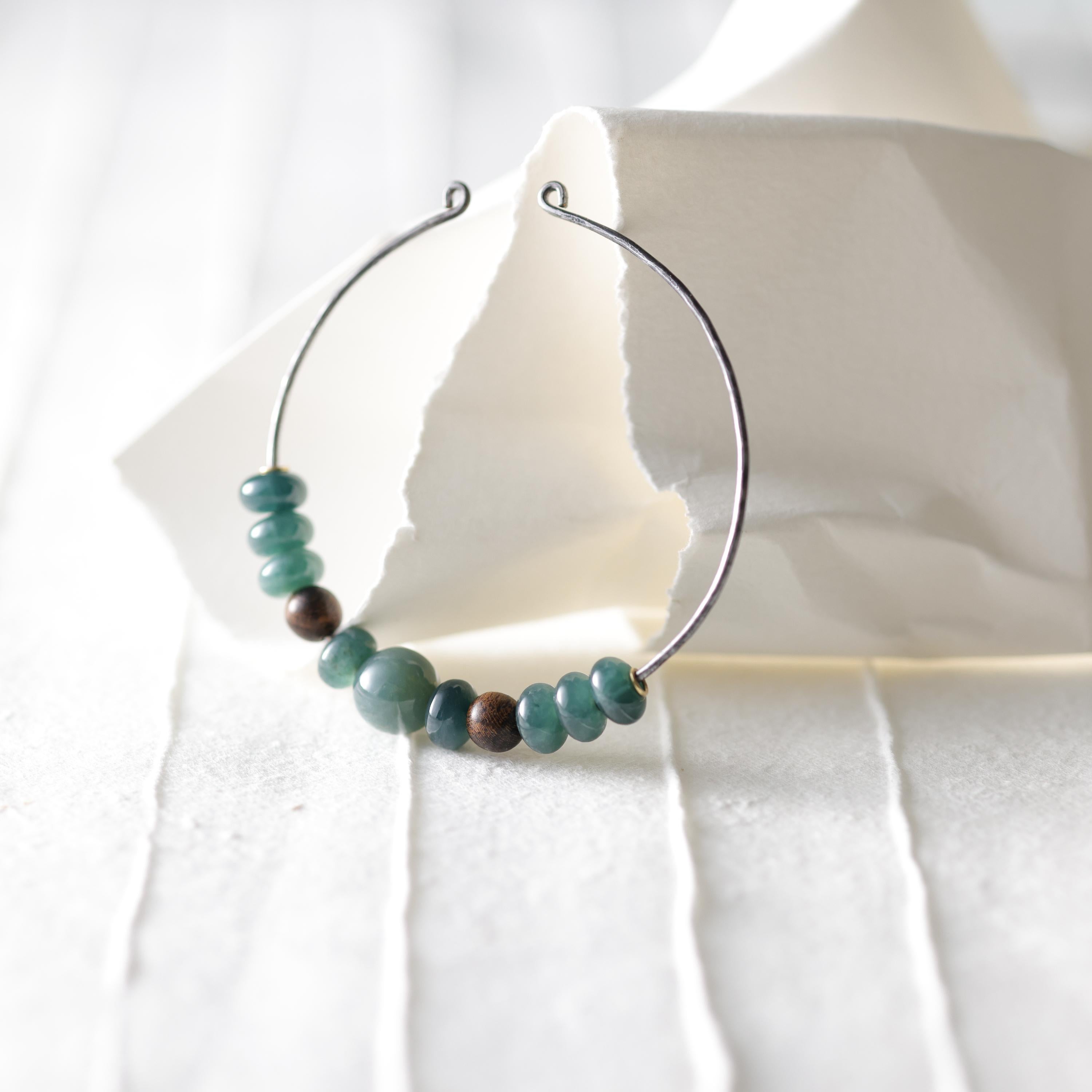 da uomo o donna Oro 18 carati, giada, bracciale creato con acciaio dell'Ohio, 70 mm in vendita