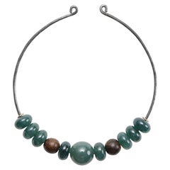 Brazalete de oro de 18 quilates, jade, creado con acero de Ohio, 70 mm