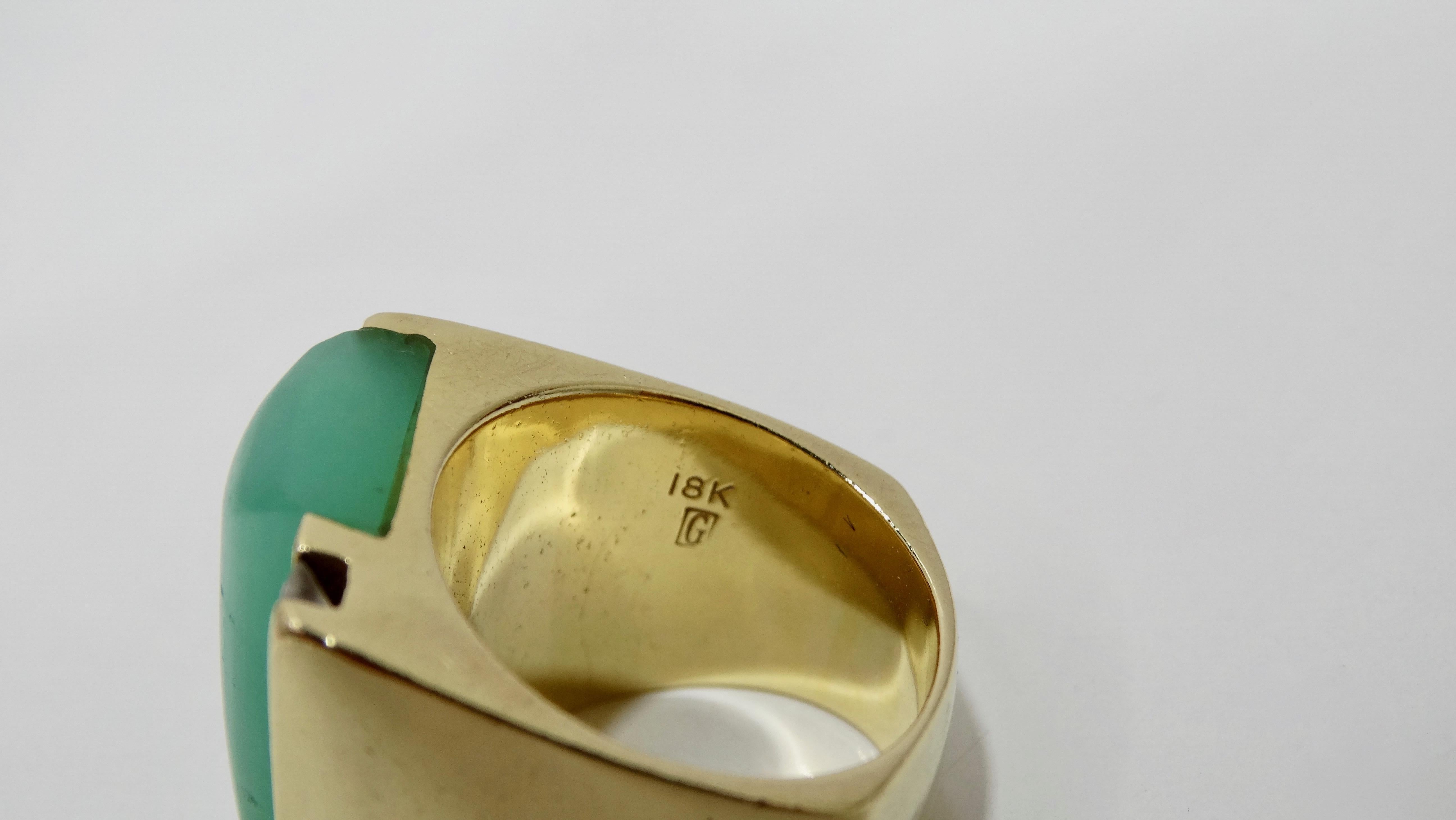 Round Cut Jade & Diamond Cocktail Ring For Sale