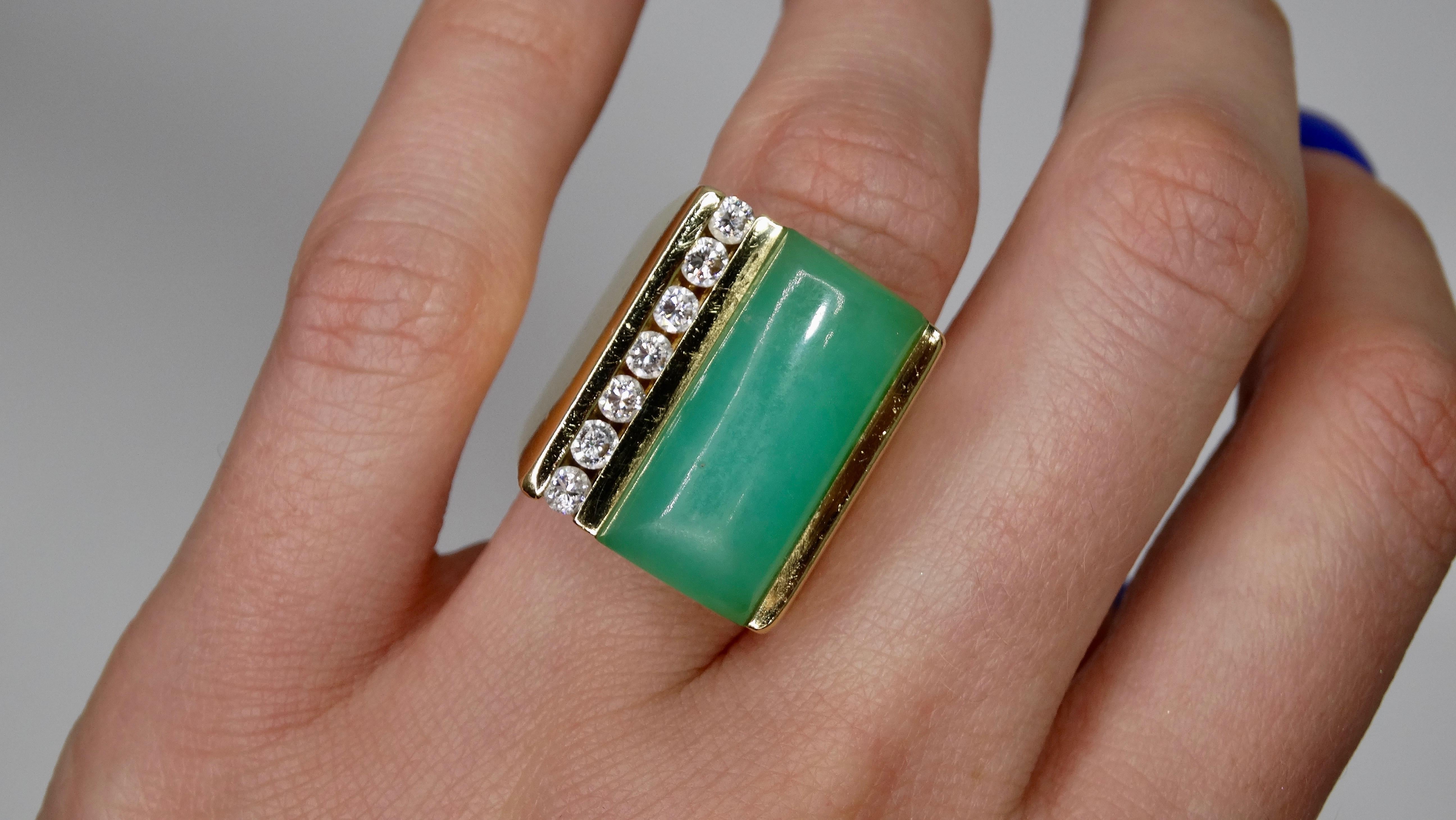 Jade & Diamond Cocktail Ring For Sale 1
