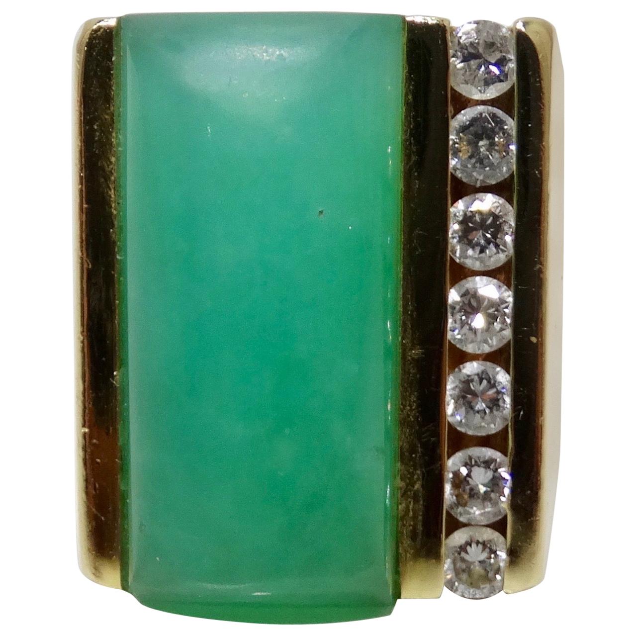 Jade & Diamond Cocktail Ring  For Sale