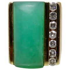 Vintage Jade & Diamond Cocktail Ring 