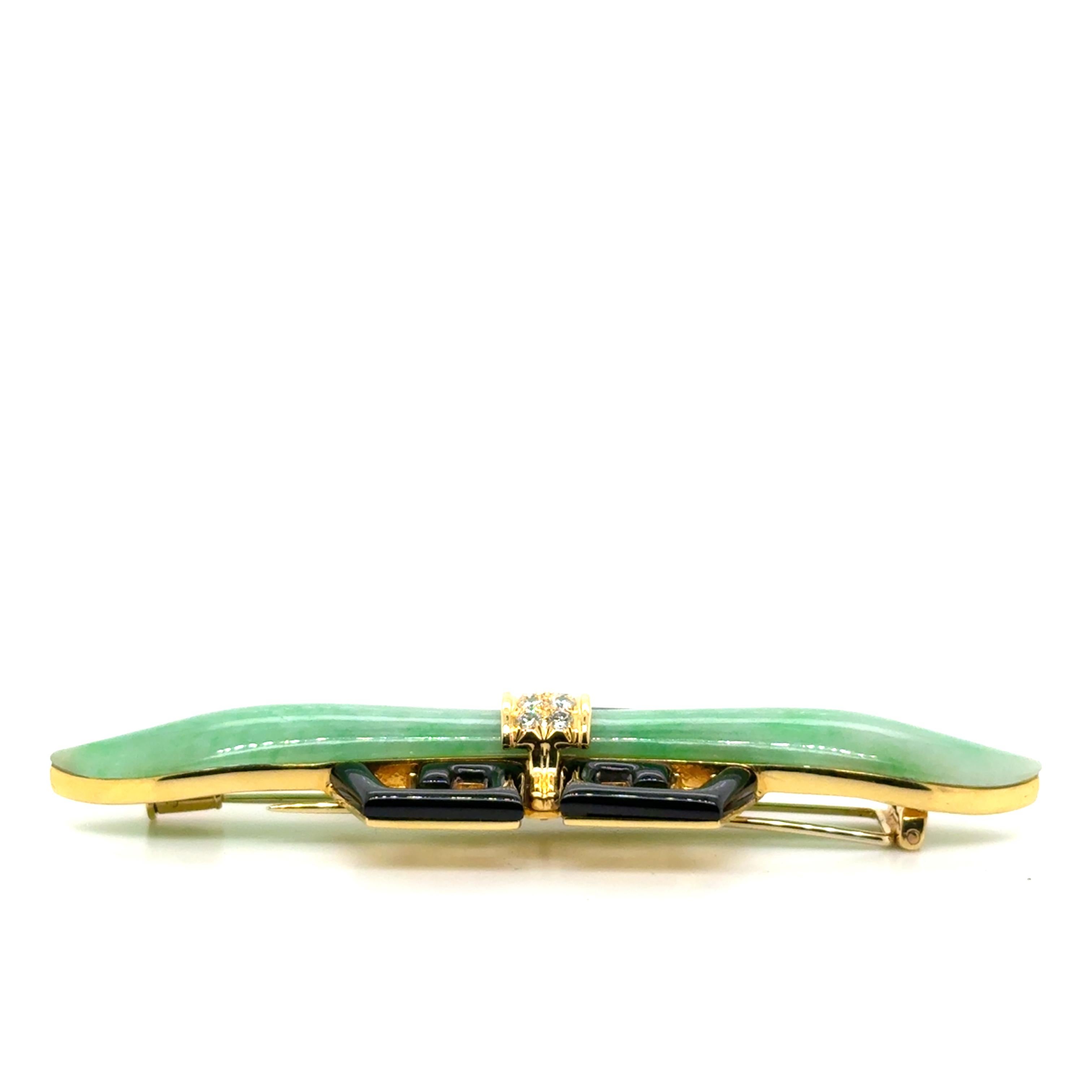 Spilla in oro 18k con giada e diamanti in vendita 12