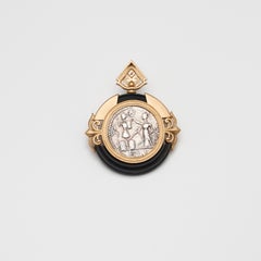 18K Gold Janus Coin Pendant