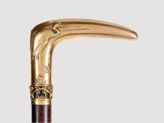 Schmuckstück aus 18 Karat Gold Spazierstock mit Reiherdarstellung von Plisson und Hartz, Paris 1900.