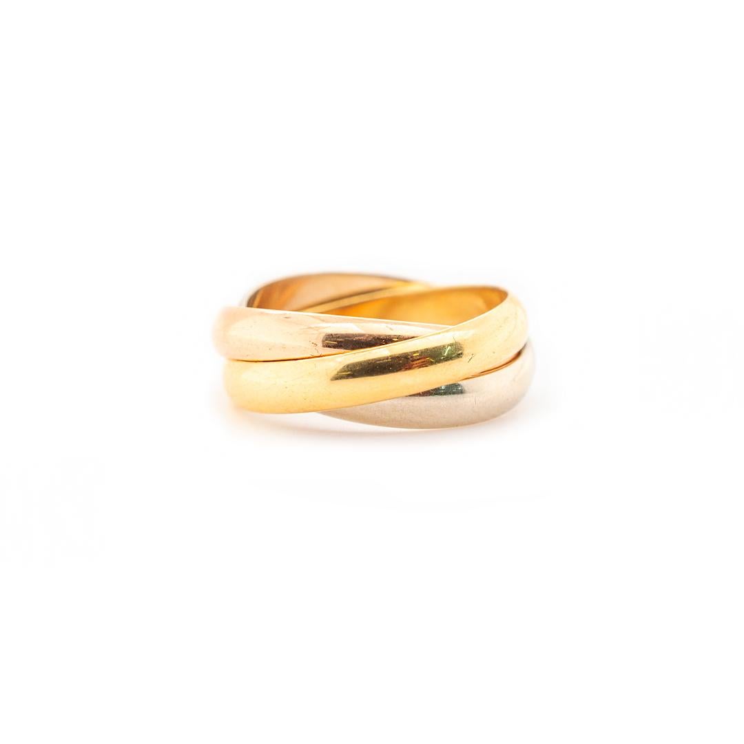 Women's 18K Gold Ladies Tri-Color Intertwined Rolling Ring