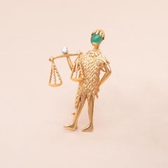18K Gold Lady Justice Inspired Brooch