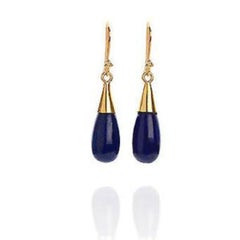 18K Gold Lapis Lazuli Third Eye Chakra Droplet Necklace & Earrings Gift Set