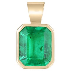 Colgante Solitario Esmeralda Colombiana Grande Oro 18K Esmeralda Verde Medio Vivo