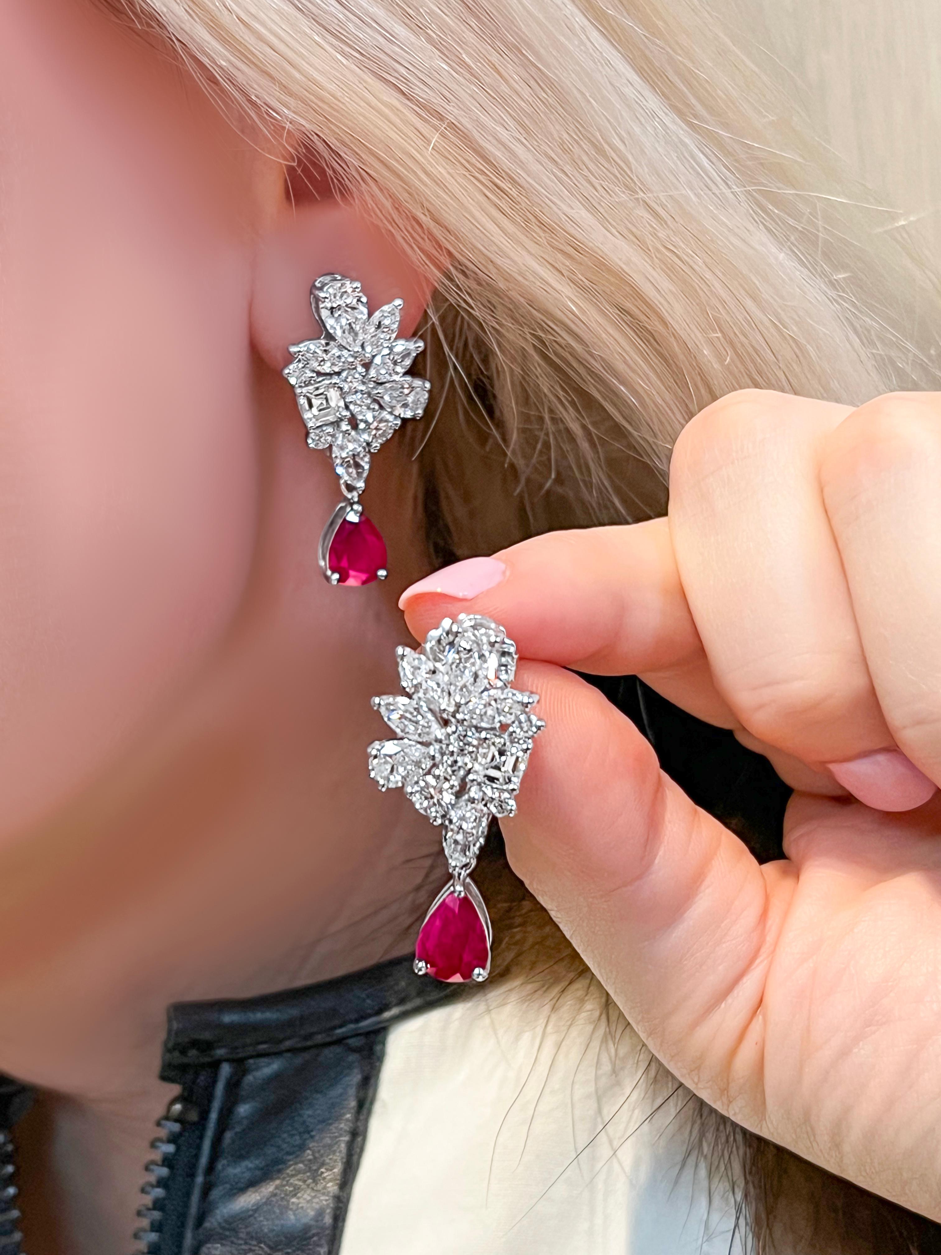 Modern Ava's Fancy Ruby Drop Earrings For Sale
