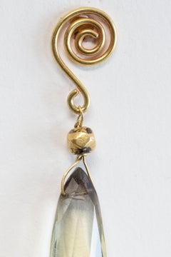 18K Gold, Lemon and Smokey Topaz Dangle Earrings