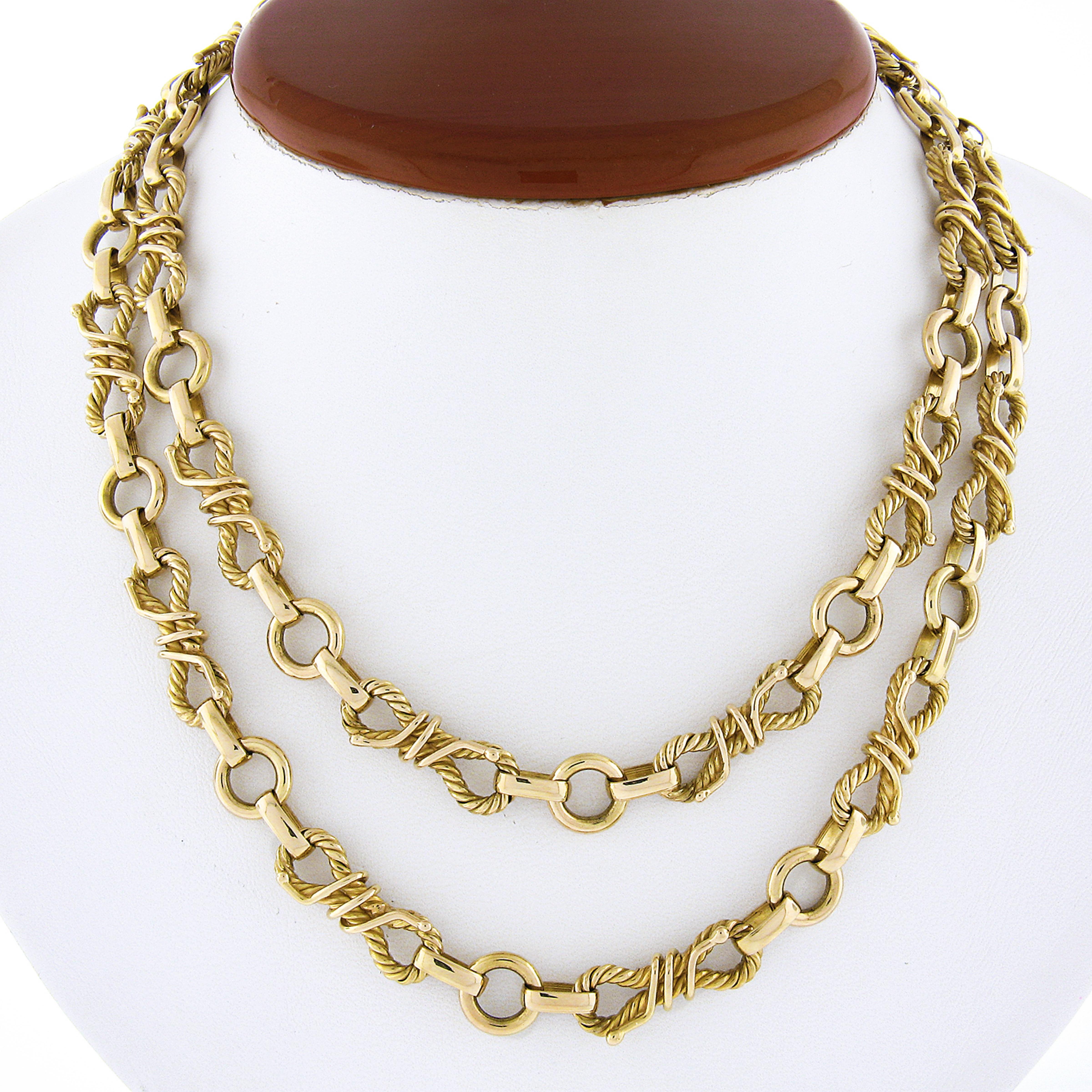 18K Gold Polished Round and Braided Cable Figure 8 Link Chain Necklace ...