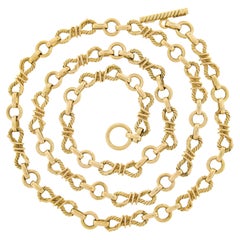 18K Gold Polished Round & Braided Cable Figure 8 Link Chain Necklace