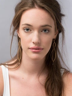 Margery Hirschey 18 Karat Gold Long Cage Earrings with Sapphire Briolette